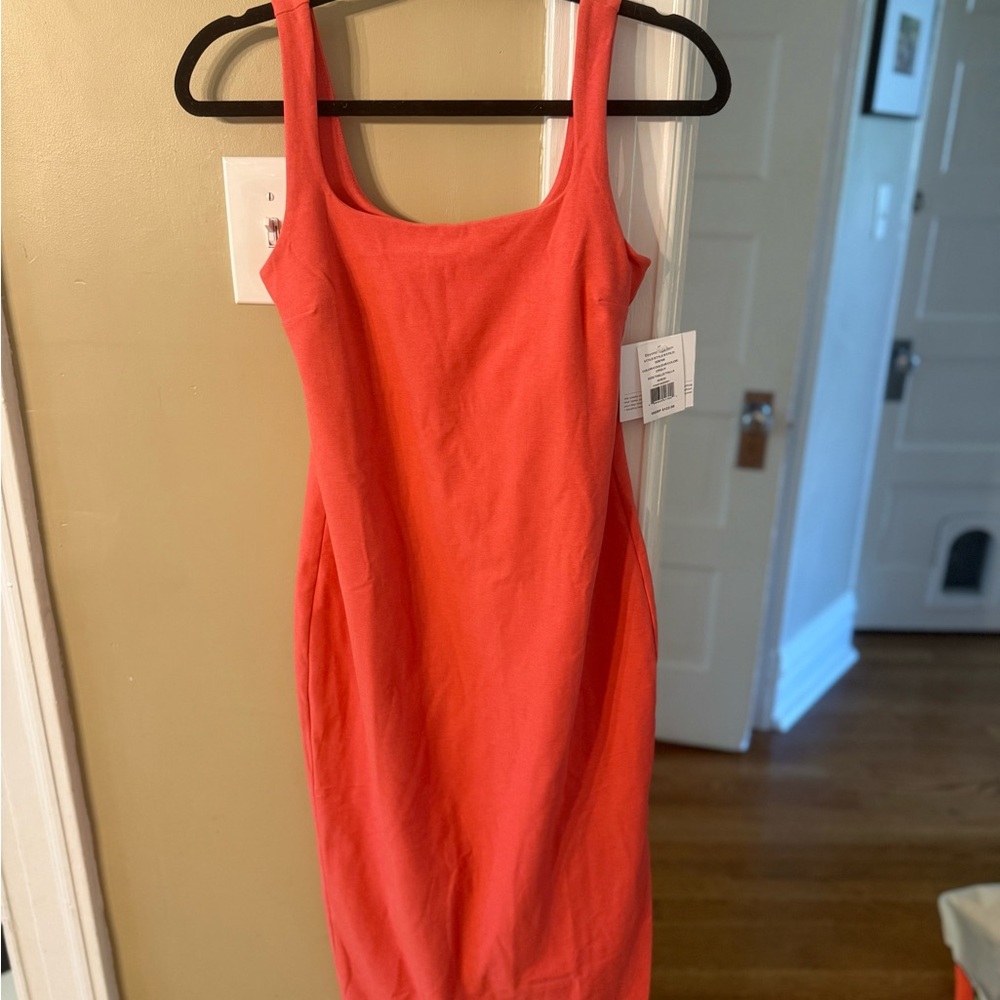 Beyond Yoga Vibrant Coral Midi Dress